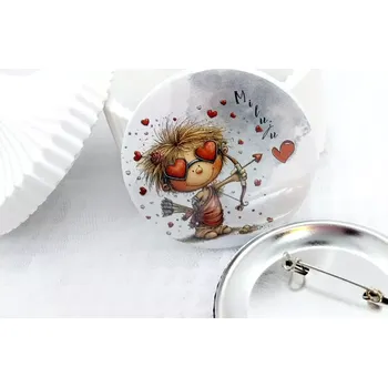 Miluji, placka se spínacím špendlíkem, 1 kus - 44 mm