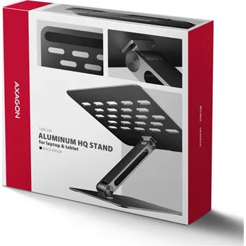 Axagon STND-LQB, hliníkový HQ stojan pro notebooky 10"-17.3", nastavitelná výška a úhel, černý