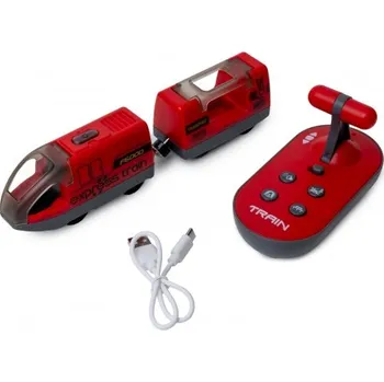 Hračka Doris interaktivní mašinka s vagónem ovládaná joystickem červená