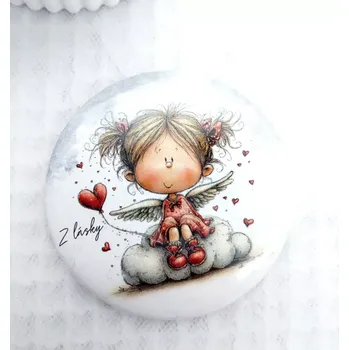 Kosmetické zrcátko Amorek na obláčku, zrcátko průměr 58 mm, 1 kus