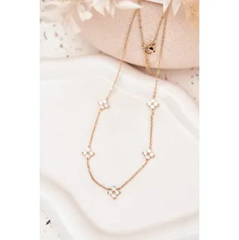 Náhrdelník Boto Ženský náhrdelník s květinami z chirurgické oceli zlatý Barva: Zlatá, Velikost: ONE SIZE