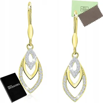 Náušnice STŘÍBRNÉ NÁUŠNICE ZÁVĚSNÉ POZLÁCENÉ STŘÍBRO 925