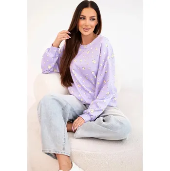 Dámská mikina Dámská viskózová mikina s dlouhým rukávem v drobných květinách fialová UNI
