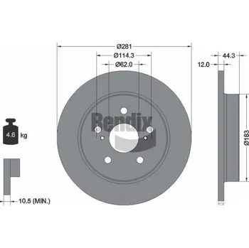 Brzdový kotouč Brzdový kotouč BENDIX Braking BDS2096