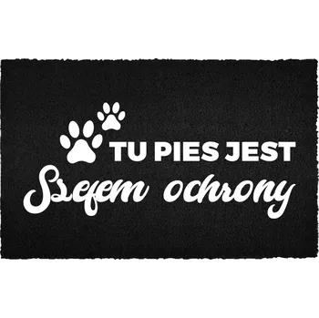 Rohožka Vstupní rohožka 40x60 cm černá kokosová - Pes šéf ostrahy (s humorem)