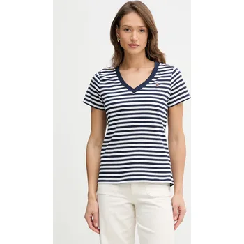 Pánské tričko Bavlněné tričko U.S. Polo Assn. STRIPE V-NECK WUP1309 námořnická modř 59A, vel. M