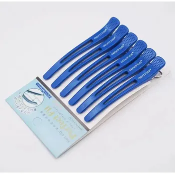 6 ks Ploché kachní kadeřnické klipsy do vlasů | sponky - Modrý