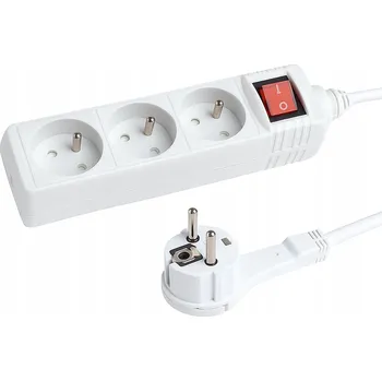 Napájecí kabel Prodlužovací Kabel přívod RANGERS 1,5 m 3 ks zásuvek bílý