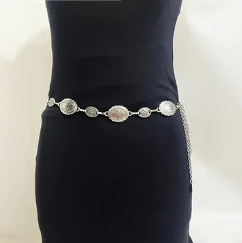 Opasek Retro kovový dámský pásek s řetízkem | pásek šperk okolo pasu - Ocel