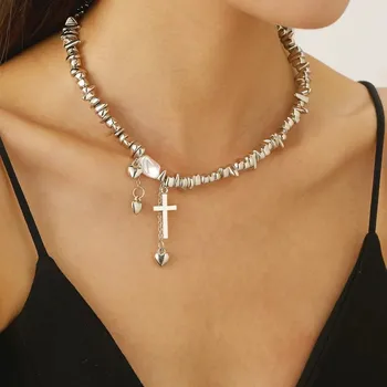 Náhrdelník Retro náhrdelník srdce růžový kámen | šperk - G062 , 39 cm