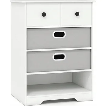 Noční stolek Noční stolek se zásuvkami Bílý boční stolek 58 x 42 x 75 cm