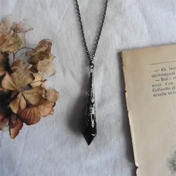 Náhrdelník Gotický retro skleněný náhrdelník | šperk - Černý , 50 cm