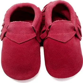 Capáčky LAIT ET MIEL Kožené capáčky mokasínky červené 0-6 měsíců Červená 17-18