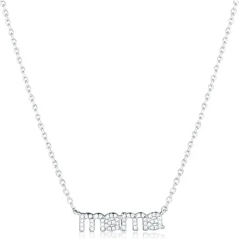 Náhrdelník Moonlit Stříbrný náhrdelník s nápisem "mama" a zirkony