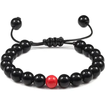 Náramek Minerální párový náramek | šperk - Jasně černá červená