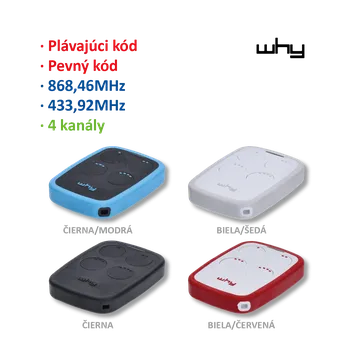 Pohon brány Vysílač Evo2 4kanál, 433/868MHz, pevný/plovoucí kód WHYEVO2-barvy: Čierna/Modrá