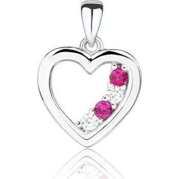 Přívěsek Bealio 13944 Stříbrný přívěsek SRDCE rubínové 03-13944-4099