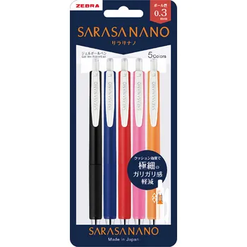Gelová pera Zebra Sarasa Nano 0.3, sada 5 ks
