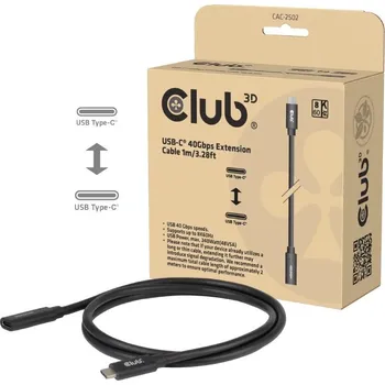 Počítač Club3D Prodlužovací kabel USB-C 8K60Hz, 40Gbps, Power Delivery 240W, (M/F), 100cm CAC-2502
