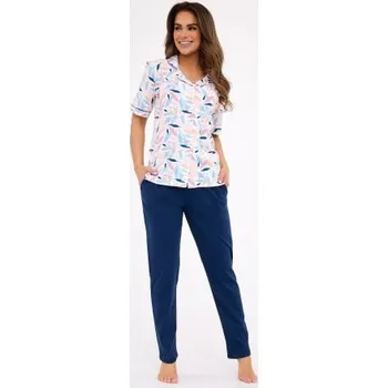 Dámské pyžamo Dámské pyžamo Cornette Anette Tmavěmodrá-růžová M