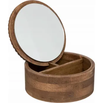 Šperk Dřevěná šperkovnice Atmosphera se zrcadlem, kulatá