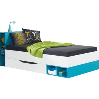 Postel Univerzální postel 90 MOBI MO18 bílá lux / tyrkysová&nbsp;