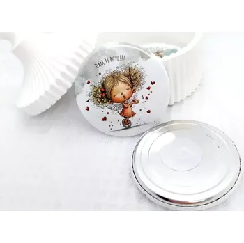 Dekorativní magnet Dám ti pusu, magnetka průměr 58 mm, 1 kus