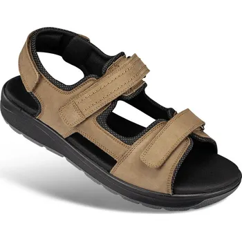 Pánská zdravotní obuv Pánské sandály s pásky na suchý zip, nubuková useň, hnědá: 42