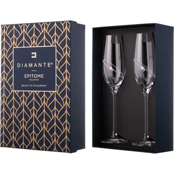 Sklenice Diamante sklenice na šampaňské Diamond Ring s krystaly Swarovski 210 ml 2KS