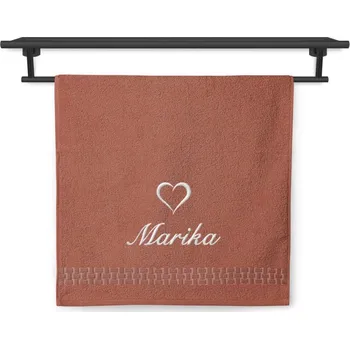 Ručník Ručník se jménem ratanika terakota 50x100 Srdce