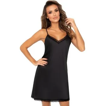 Dámská noční košile Noční košilka Donna Tiffani - saténová Černá S