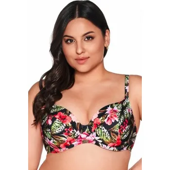 Dámské plavky Vyztužený horní díl plavek Ava Lingerie SK 218 Floral Černo-barevná 65G