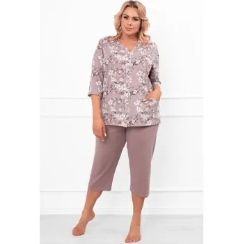 Dámské oblečení Dámské 3/4 pyžamo Italian Fashion Kimuri - bavlna Cappucino 3XL