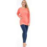 Dámské pyžamo Gina 19145P - Bavlna Oranžovo-tmavě modrá XL