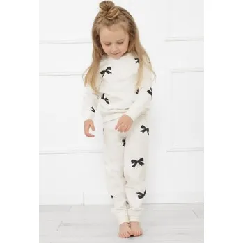 Dívčí pyžamo Dívčí bavlněné pyžamo Italian Fashion Figaro - s mašličkami Ecru 6 let