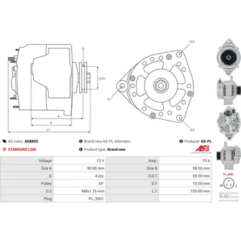 Alternátor Předstihová spojka AS-PL Sp. z o.o. AFP0042
