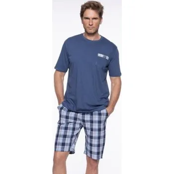 Pánské pyžamo Pánské pyžamo LaL 2166 Pocket - bavlna Modrá 2XL