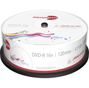 Optické médium Primeon 2761205 DVD-R 4.7 GB 25 ks vřeteno s potiskem