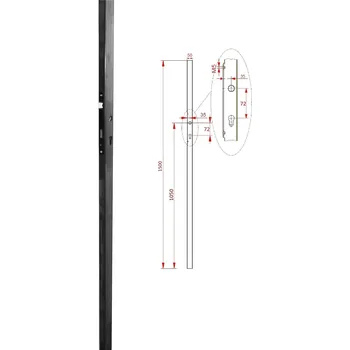 Nábytkové kování Profil 50x30x1,5 mm, H-1500 mm se zámkem, vhodný pro rám branky, bez povrchové úpravy, zámek nemá prolisovaný profil pro zapuštění