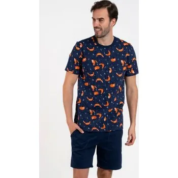 Pánské pyžamo Pánské pyžamo Italian Fashion Witalis - krátké Tmavě modrá L