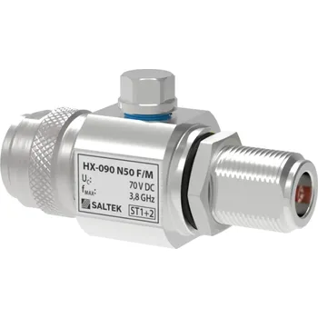 Přepěťová ochrana svodič bleskových proudů pro koaxiální vedení (anténní napáječe), instalace na vstupu do budovy, do 70 V DC, N 50 ohmů, mezní frekvence 3,8 GHz