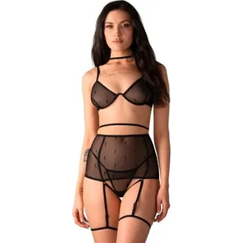 Dámská erotická souprava Sexy komplet Obsessive Anniverse - 4 dílný Černá S/M