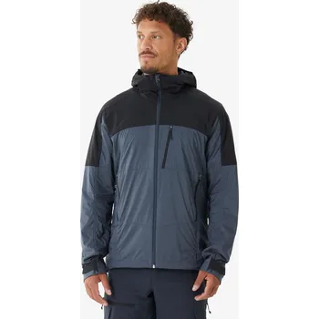 Pánská softshellová bunda SIMOND Pánská softshellová větrovka na treking v horách hřejivá MT900 Windwarm 3XL ČERNÁ|ŠEDÁ