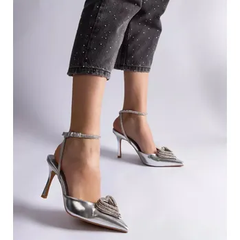 Dámské lodičky Dámské lodičky na jehlovém podpatku H8-550 / 207201 Stříbrná - Joia stříbrná 38