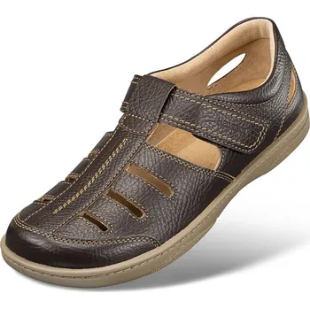 Pánská zdravotní obuv Pánské sandály s páskem na suchý zip a uzavřenou špičkou, hladká useň, hnědá: 42