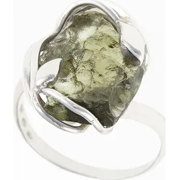 Prsten My Moldavite Stříbrný prsten s přírodním vltavínem 26-016 56 mm