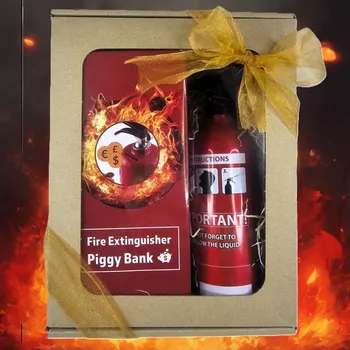 Žertovný předmět Sada "Uhas to" - nápojová sprejová láhev 0,5l a kasička jako hasící přístroj - Darot