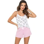 Dámské pyžamo na ramínkách Donna Sheep - bavlna Bílo-růžová S(36)