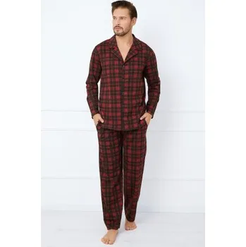 Pánská móda Pánské propínací pyžamo Italian Fashion Nicolas - soft bavlna Červeno-černá 2XL