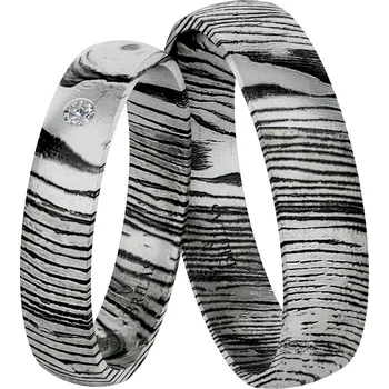 Prsten Siona Damascus Steel - snubní prsteny z chirurgické oceli